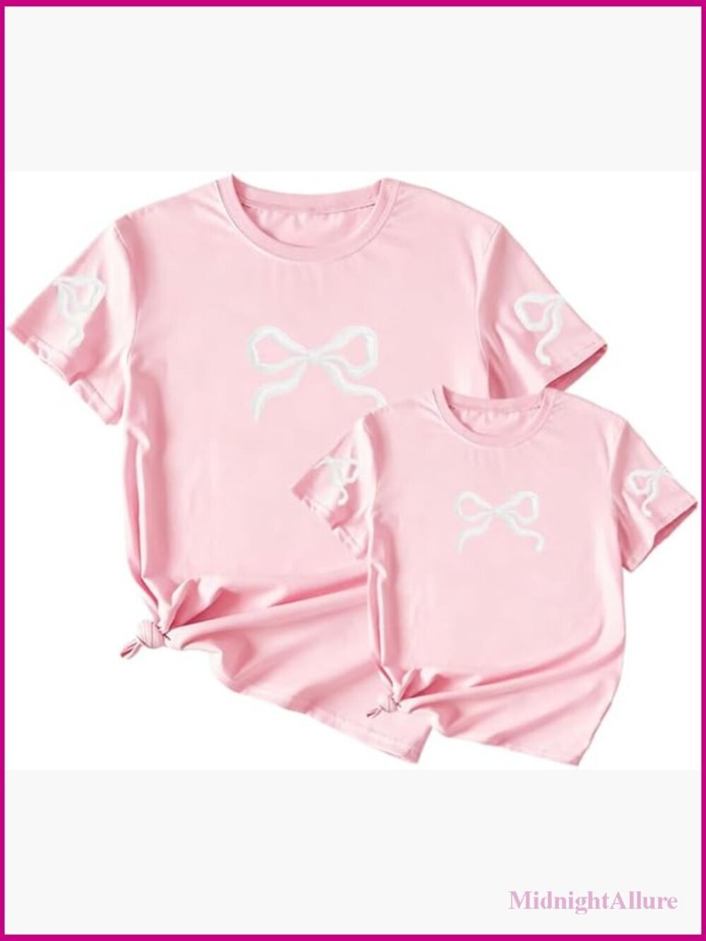 Mommy and Me Matching T-Shirts Cute Summer Family Outfits Bow Embroidery Tees